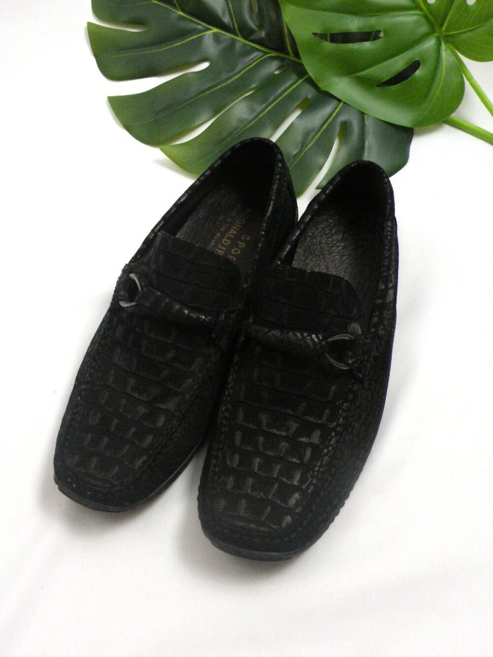 Worn Once! DONALD J PLINER ELEO SIZE 7 HORSEBIT MOC BLACK DRIVING LOAFERS